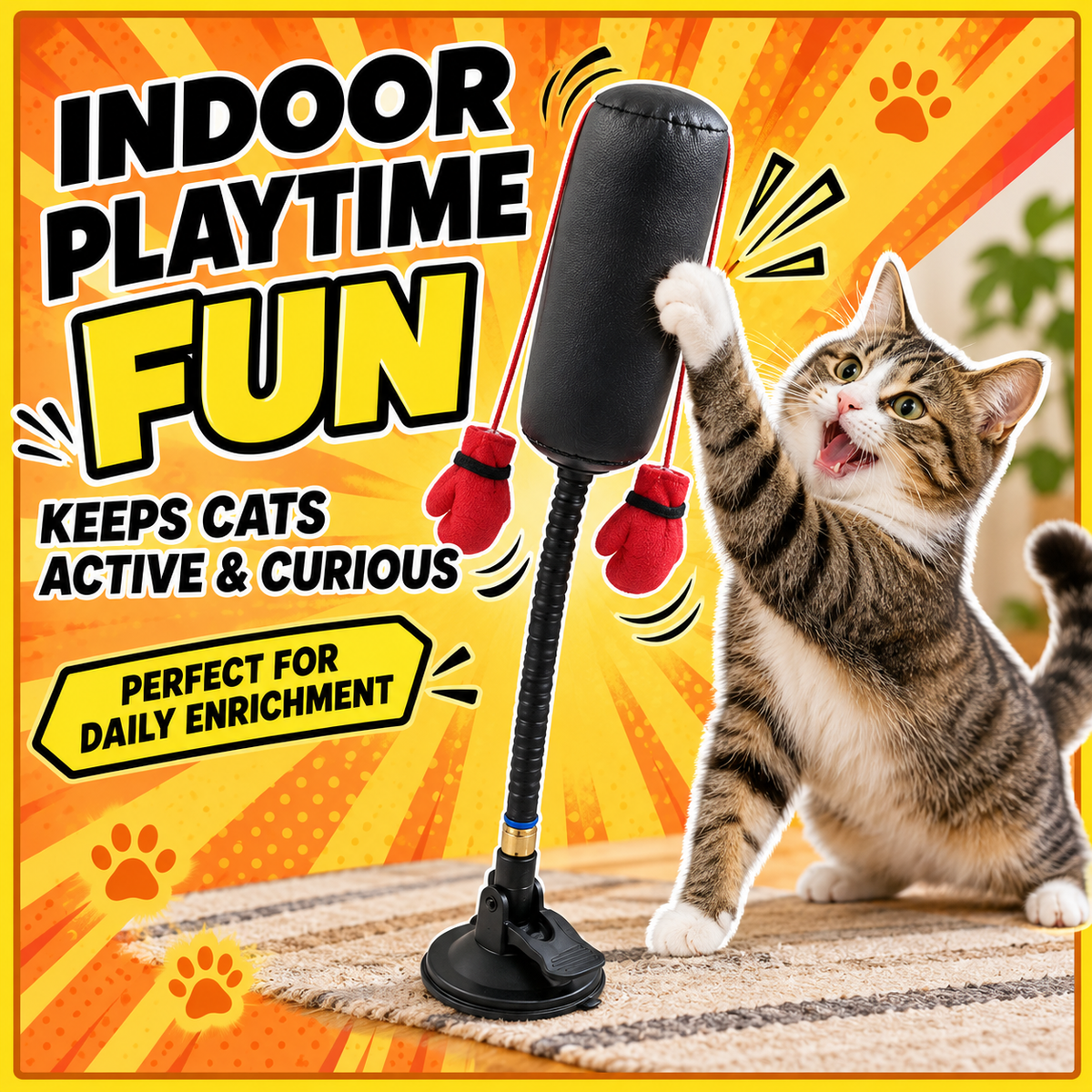 Indoor playtime fun keeps cats active and curious