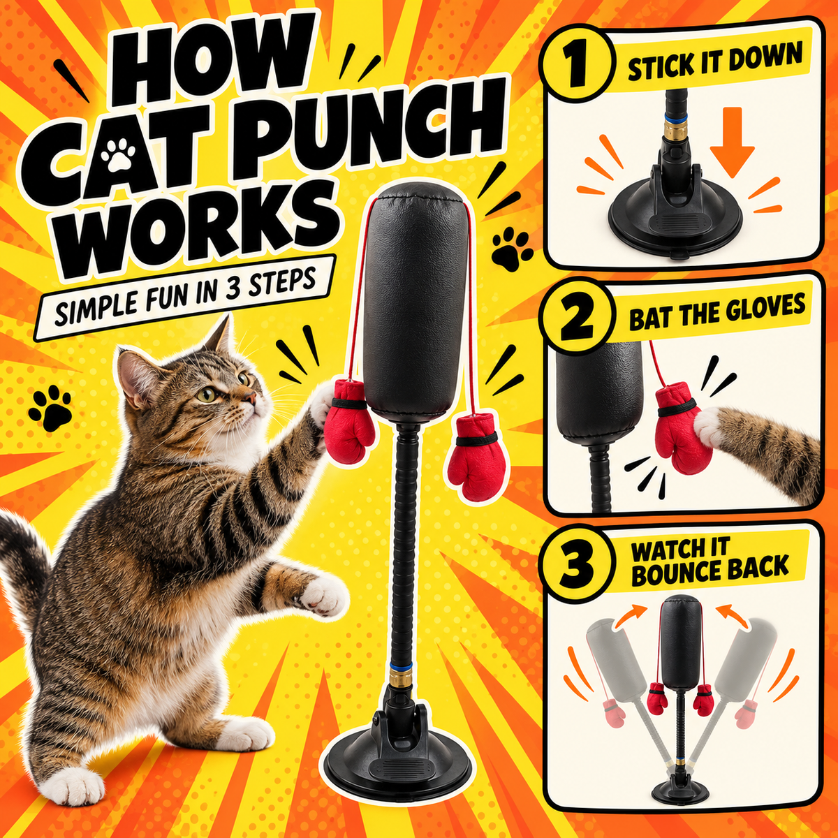How Cat Punch works in three steps